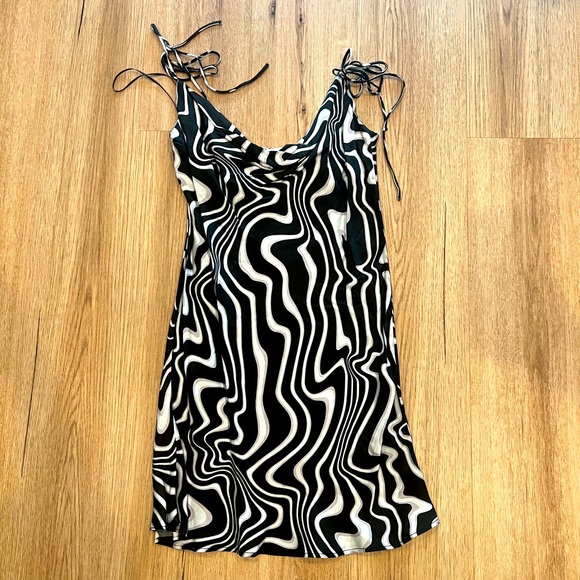 Zara Dresses & Skirts - Zara Strappy Silky Abstract Print Mini Dress with Cowl Neck
